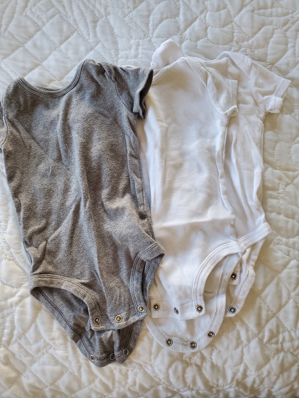 Carter's Short-Sleeve Bodysuit Pack Of 3 - Gray & White